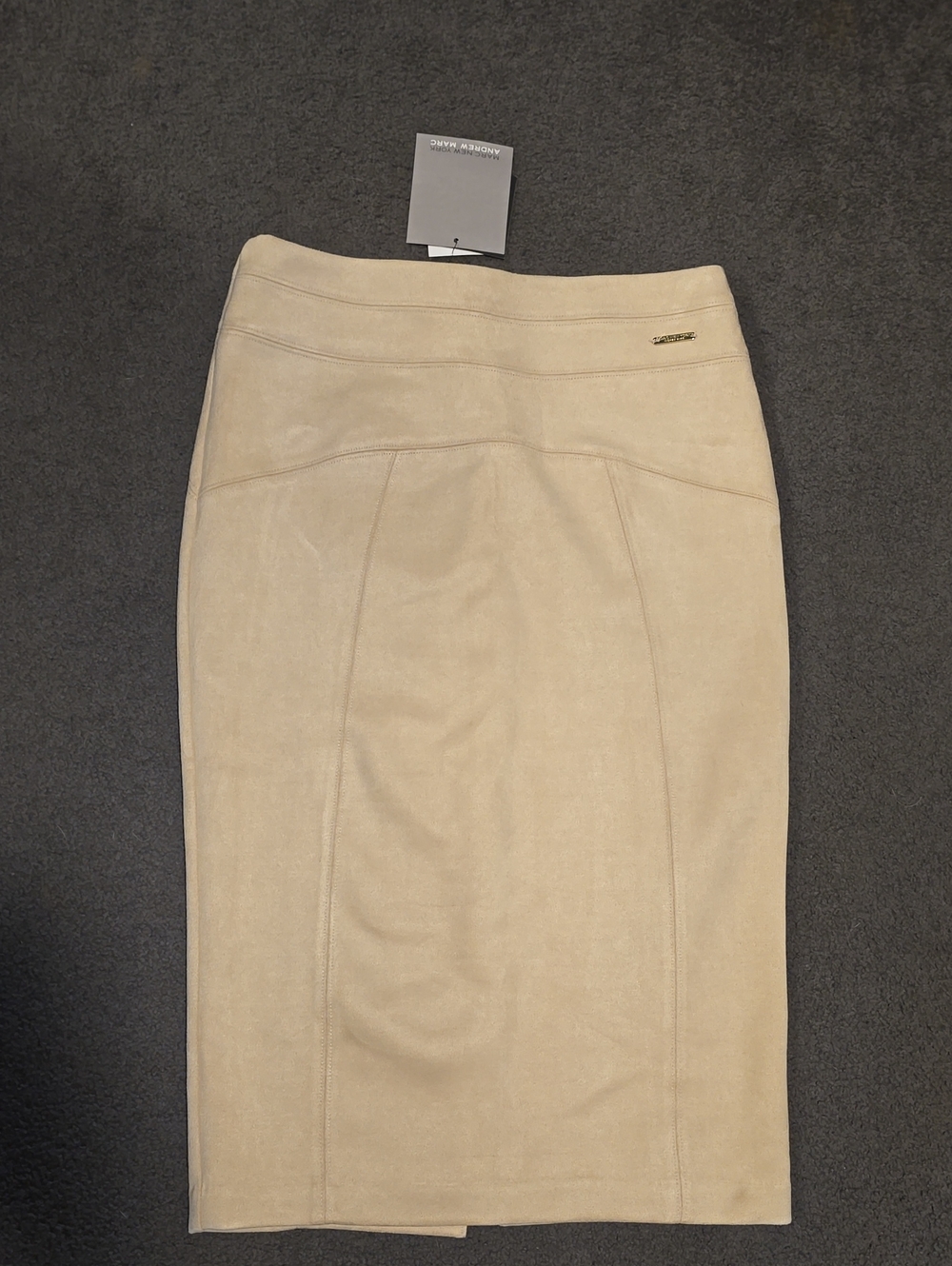 New York & Company Cream Suede-Look Pencil Skirt